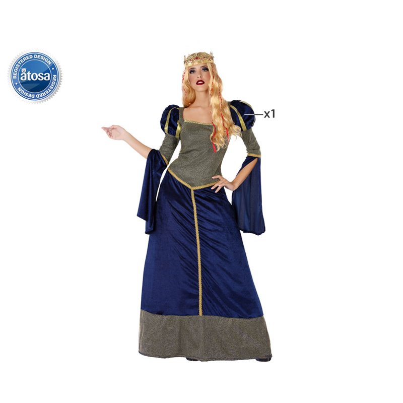 DISFRAZ DAMA MEDIEVAL MUJER ADULTO AZUL REAL