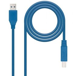 Cable USB 3.0 Impresora Nanocable 10.01.0802-BL/ USB Tipo-B Macho - USB Macho/ 2m/ Azul