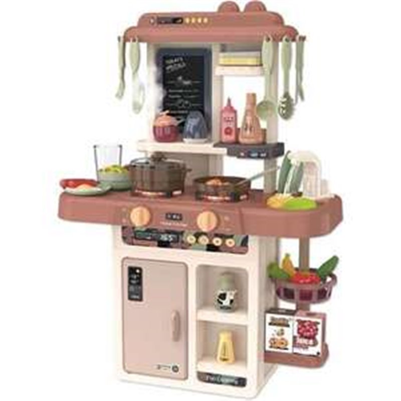 COCINA MODERNA CON 42 ACCESORIOS, LUCES, SONIDOS Y VAPOR, 63X455X22CM