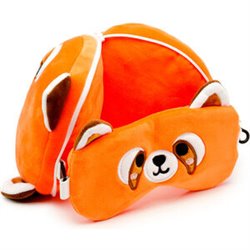 ALMOHADA VIAJE ANTIFAZ OSO PANDA ROJO ADORAMALS RELAXEAZZZ