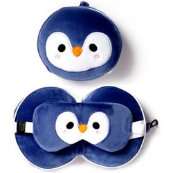 ALMOHADA VIAJE ANTIFAZ PINGÜINO ADORAMALS RELAXEAZZZ