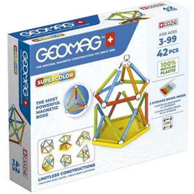 GEOMAG GREEN SUPER COLORS CONSTRUCCION 42 PIEZAS MAGNETICAS