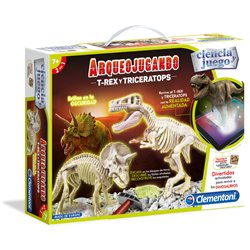 Arqueojugando T Rex y Triceratops fosforescente