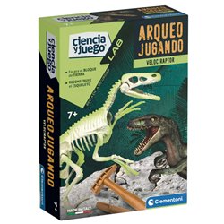 Juego Arqueojugando Velociraptor fosforescente