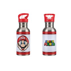 BOTELLA METÁLICA CON PAJITA SUPER MARIO 500 ML PALADONE PP8022NN