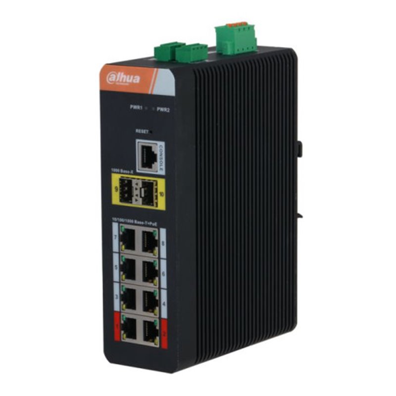 (DH-IS4210-8GT-120) DAHUA SWITCH INDUSTRIAL L2 GESTIONABLE POE 2.0 WATCHDOG 8 PUERTOS + 2 GIGABIT SFP