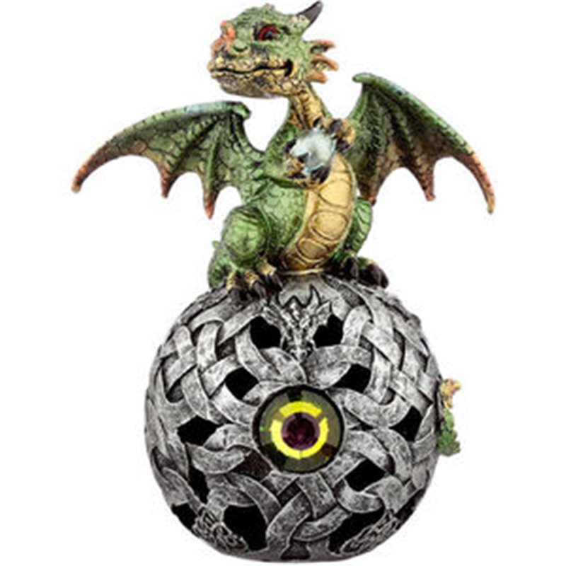 FIGURA DRAGON Y BOLA DECORACIÓN CELTA 18CM SURTIDO