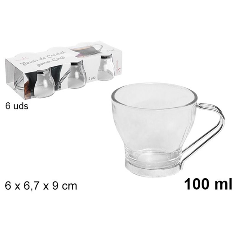 Taza cristal pack 6 cafe asa metal 100ml