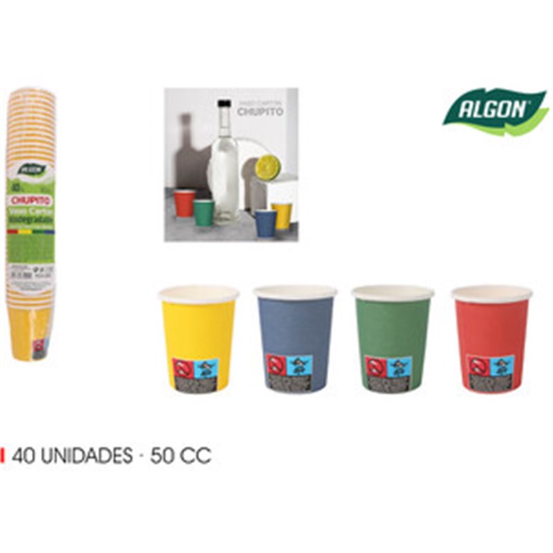 SET-40 VASO CARTON CHUPITO COL.50CC ALGON