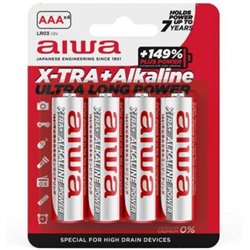 Pack de 4 Pilas AAA Aiwa X-TRA+Alcaline LR03/ 1.5V/ Alcalinas