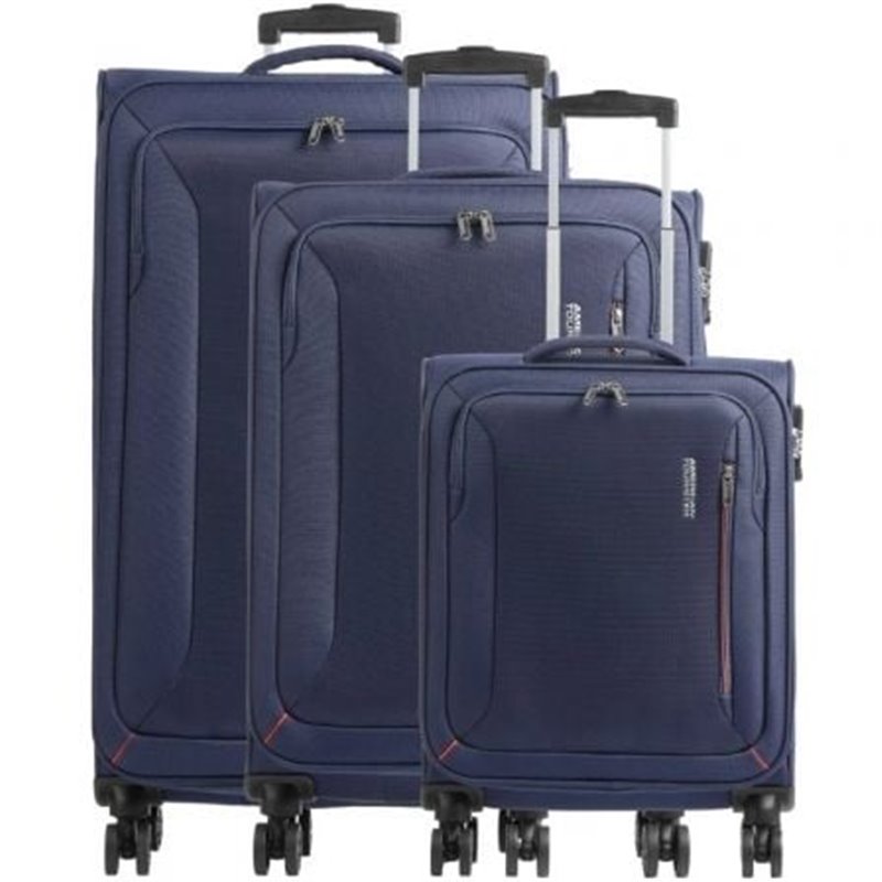 Set de 3 Maletas de Cabina American Tourister Sea Seeker Hyperspeed/ 46cm - 43cm - 40cm/ 4 Ruedas/ Marino Combate