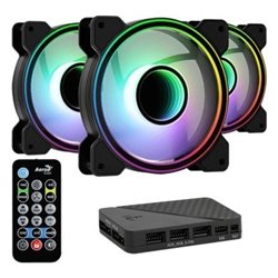 Pack 3 Ventiladores Aerocool Mirage 12 ARGB Pro/ 12cm + H66F HUB + Mando a Distancia