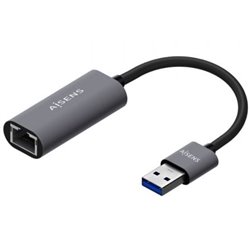 Adaptador USB 3.0 Aisens A106-0708/ USB Macho - RJ45 Hembra/ 15cm/ Gris