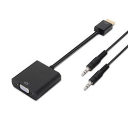 Conversor Aisens A122-0126/ HDMI Macho - VGA Hembra/ Jack 3.5 Hembra/ 10cm/ Negro