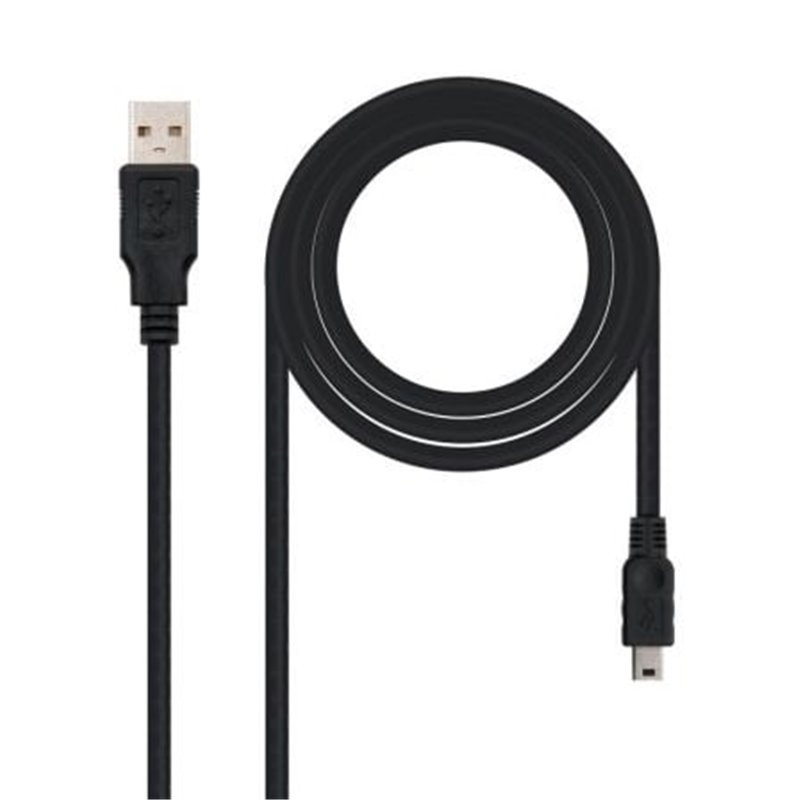 Cable USB 2.0 Nanocable 10.01.0400/ USB Macho - MiniUSB Macho/ 50cm/ Negro