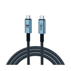 Cable USB 3.1 Tipo-C Woxter PE26-183/ USB Tipo-C Macho - USB Tipo-C Macho/ Hasta 240W/ 40Gbps/ 2m/ Negro