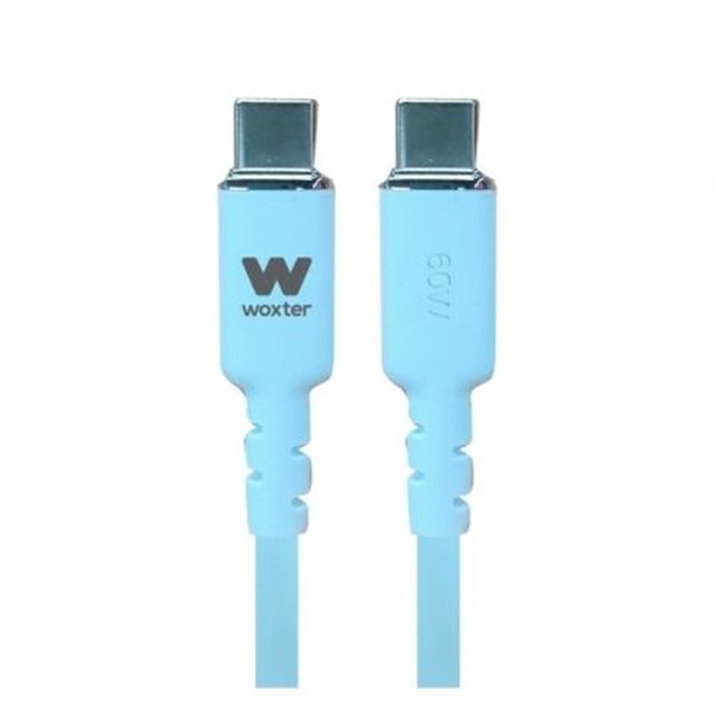 Cable USB 2.0 Tipo-C Woxter PE26-188/ USB Tipo-C Macho - USB Tipo-C Macho/ Hasta 60W/ 480Mbps/ 1.2m/ Azul