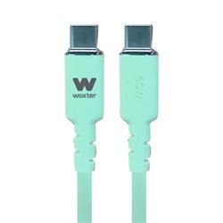 Cable USB 2.0 Tipo-C Woxter PE26-189/ USB Tipo-C Macho - USB Tipo-C Macho/ Hasta 60W/ 480Mbps/ 1.2m/ Verde