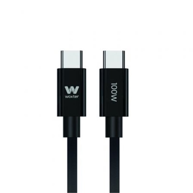 Cable USB 2.0 Tipo-C Woxter PE26-190/ USB Tipo-C Macho - USB Tipo-C Macho/ Hasta 100W/ 480Mbps/ 2m/ Negro