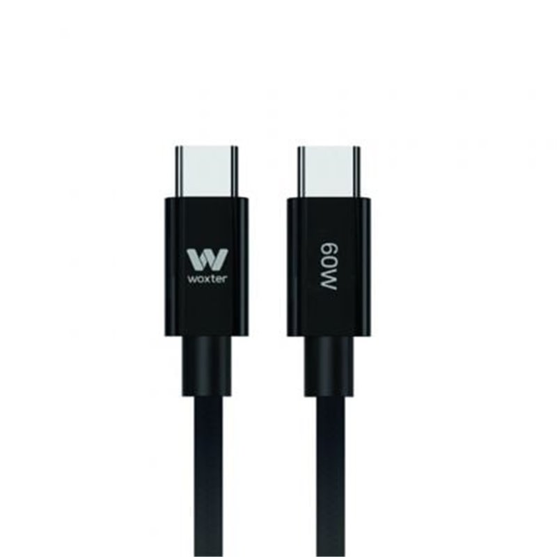 Cable USB 2.0 Tipo-C Woxter PE26-194/ USB Tipo-C Macho - USB Tipo-C Macho/ Hasta 60W/ 480Mbps/ 3m/ Negro