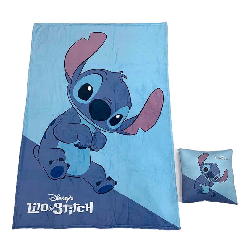 Set manta polar + cojin Stitch Disney