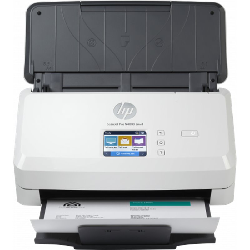 HP Scanjet Pro N4000 snw1 Escáner alimentado con hojas 600 x 600 DPI A4 Negro, Blanco