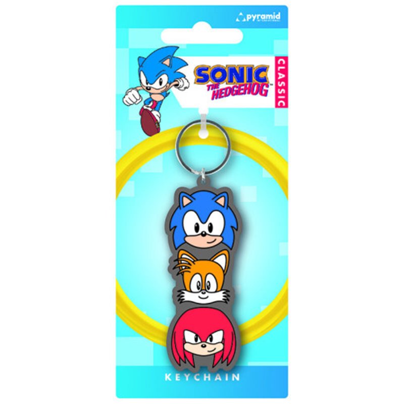 LLAVERO TRÍO APILADO SONIC, TAILS KNUCKLES 6 CM PYRAMID RK39440C