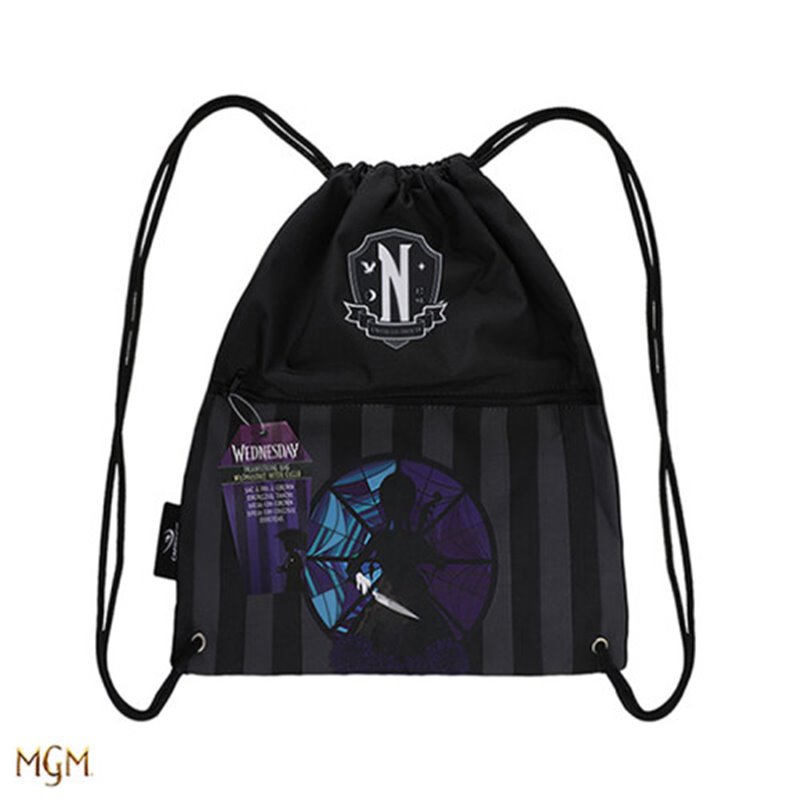 MOCHILA SACO WEDNESDAY CON CELLO 34X34,5 CM CINEREPLICAS CR2479