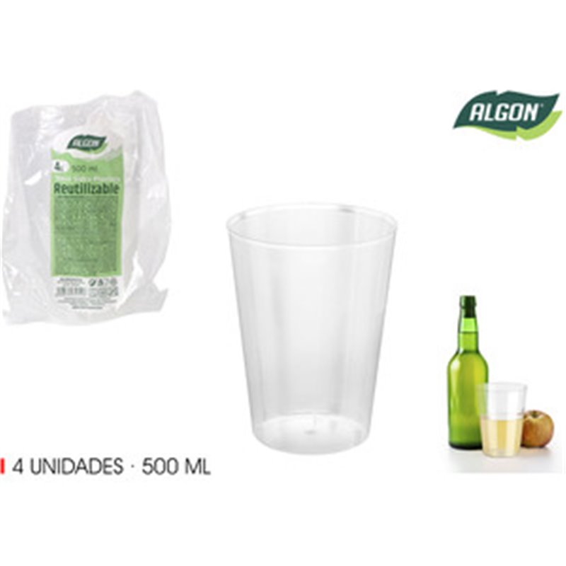 SET-4 VASO SIDRA PP 500ML ALGON