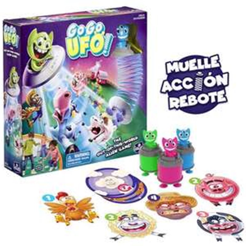 JUEGO GO GO UFO. OBTEN LA MAYOR CANTIDAD DE ANIMALES PARA GANAR. MUELLE ACCION REBOTE.