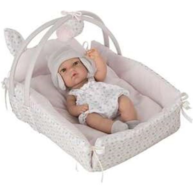 MUÑECA ELEGANCE 33 CM NATAL C/CUNITA ( MEDIDA CUNA: 26X37X24 CM)