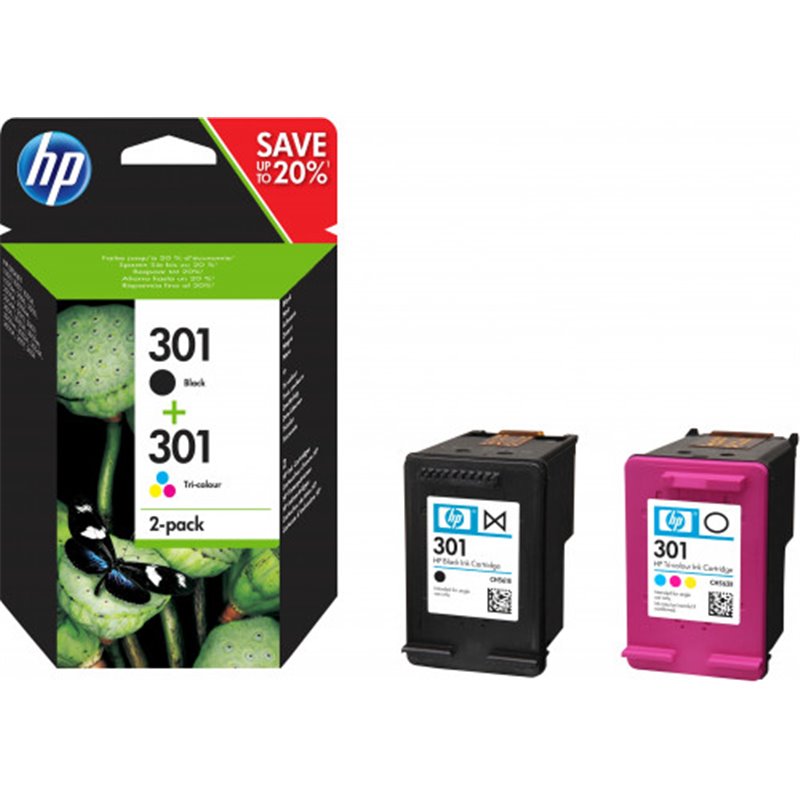 TINTA HP NEGRO HP301 PACK (NEGRO/TRICOLOR) N9J72AE