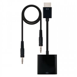 Nanocable CONVERSOR HDMI A SVGA+AUDIO, HDMI/M-SVGA/H+3.5/H, NEGRO, 10 CM+1.0 M