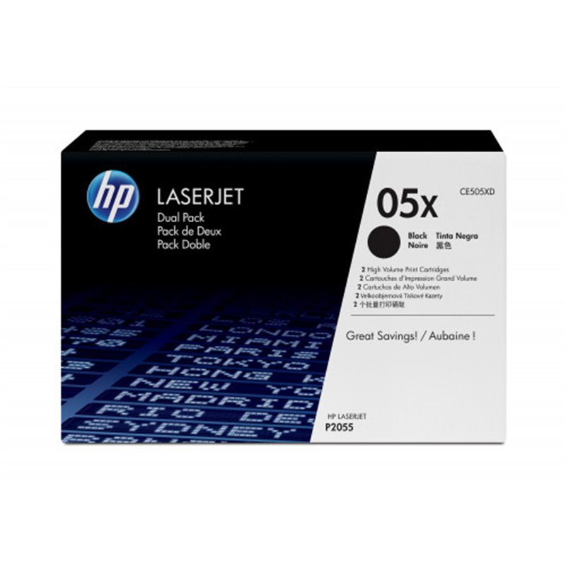 HP 05X PACK 2 TONER HP05X NEGRO (CE505XD)