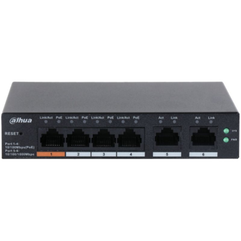 (DH-CS4006-4ET-60) DAHUA SWITCH 6 PUERTOS, 4 POE, GESTIONABLE CON CLOUD