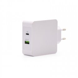 TooQ Cargador de Pared doble puerto USB-C PD + USB A QC3.0, 48W