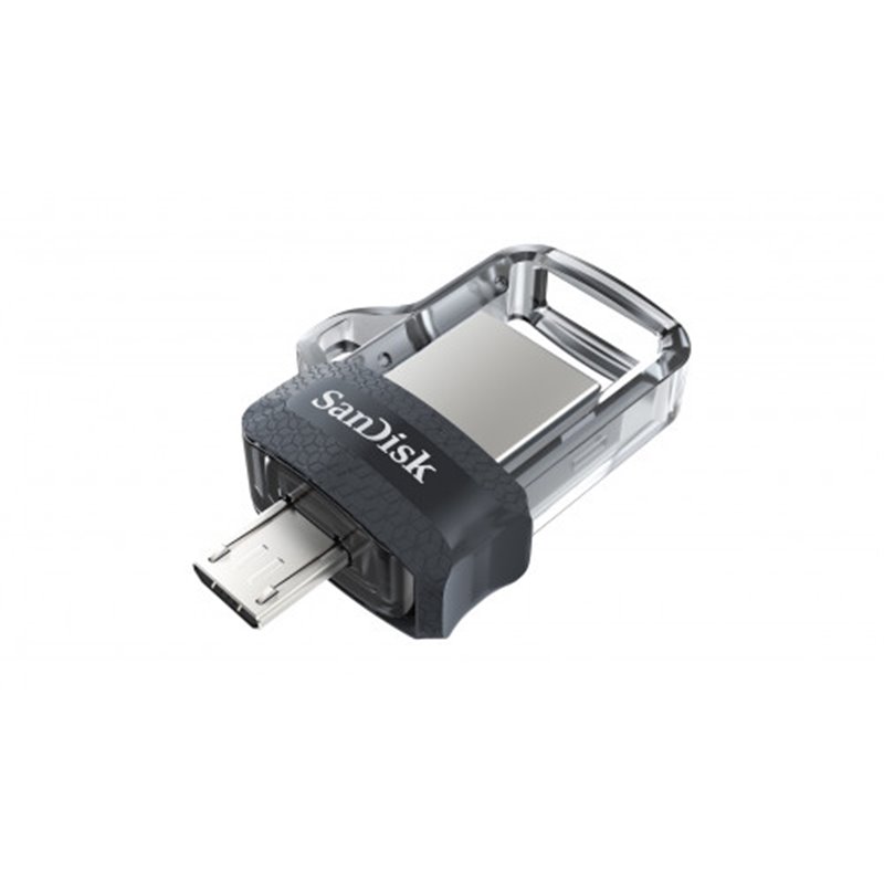 Sandisk Ultra Dual m3.0 unidad flash USB 128 GB USB Type-A / Micro-USB 3.2 Gen 1 (3.1 Gen 1) Negro, Plata, Transparente