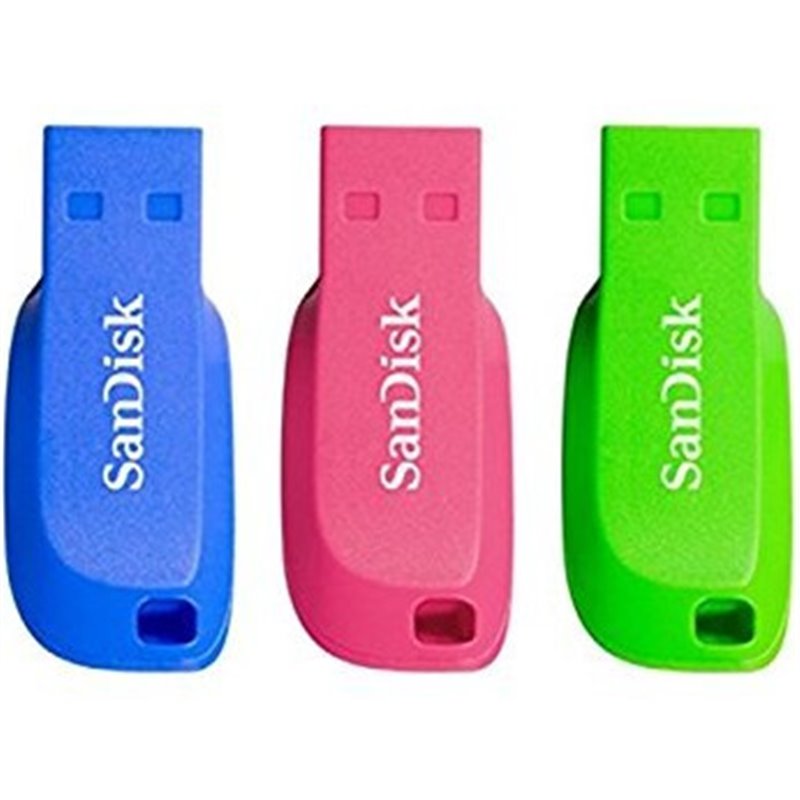 SanDisk Cruzer Blade 16GB unidad flash USB USB tipo A 2.0 Azul, Verde, Rosa