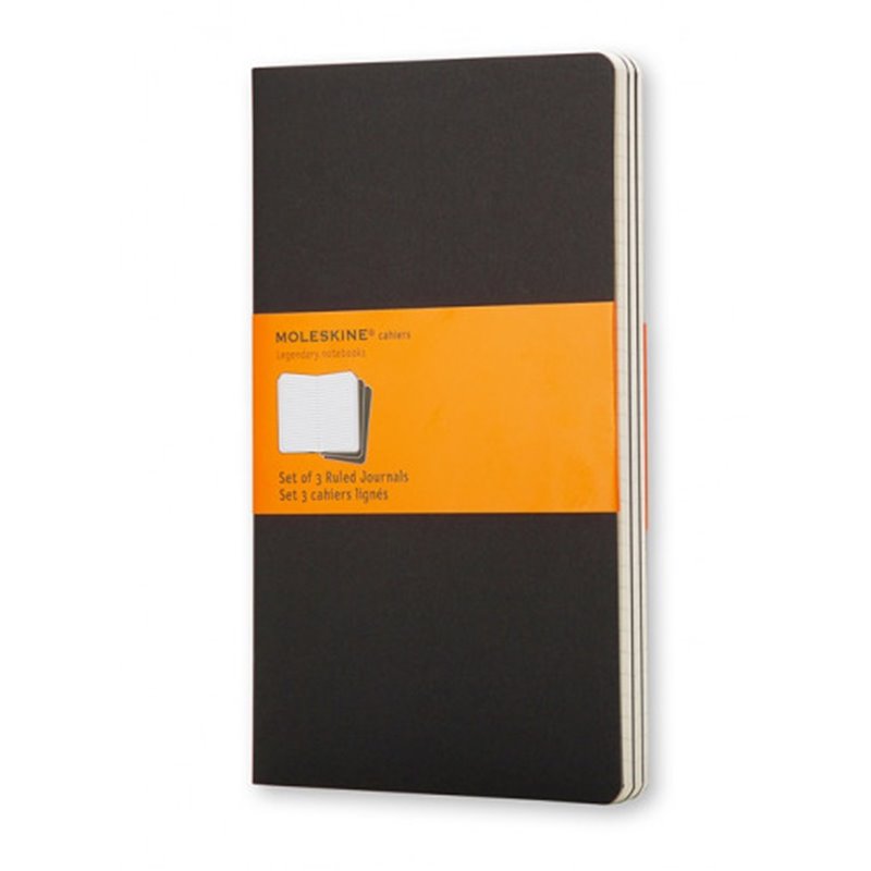 SET DE 3 LIBRETAS CAHIER NEGRAS P (9X14CM) RAYAS MOLESKINE QP311