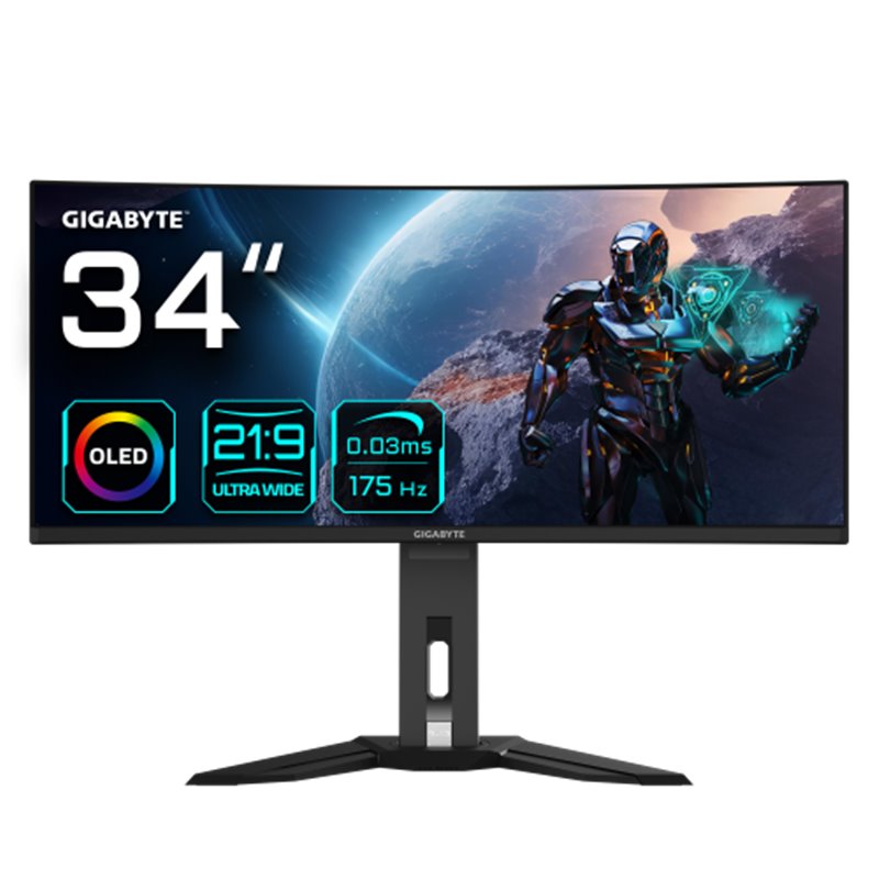 Gigabyte MO34WQC pantalla para PC 86,4 cm (34") 3440 x 1440 Pixeles Wide Quad HD OLED Negro