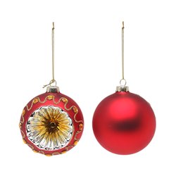 BOLAS DE NAVIDAD 8CM CRISTAL ROJO 2UDS