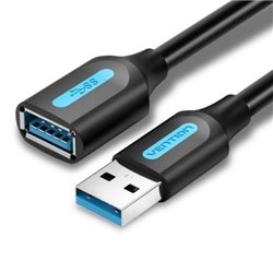 Cable Alargador USB 3.0 Vention CBHBF/ USB Macho - USB Hembra/ 5Gbps/ 1m/ Negro