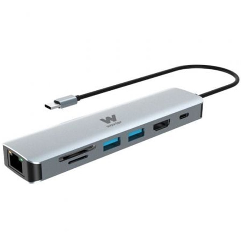 Docking USB Tipo-C Woxter PE26-181/ 1xHDMI/ 2xUSB/ 1xLector de Tarjetas/ 1xRJ45/ 1xMicroUSB/ Gris