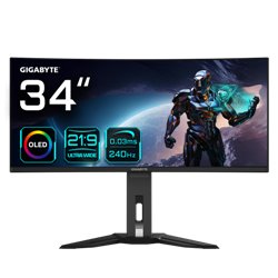 Gigabyte MO34WQC2 pantalla para PC 86,4 cm (34") 3440 x 1440 Pixeles Wide Quad HD OLED Negro