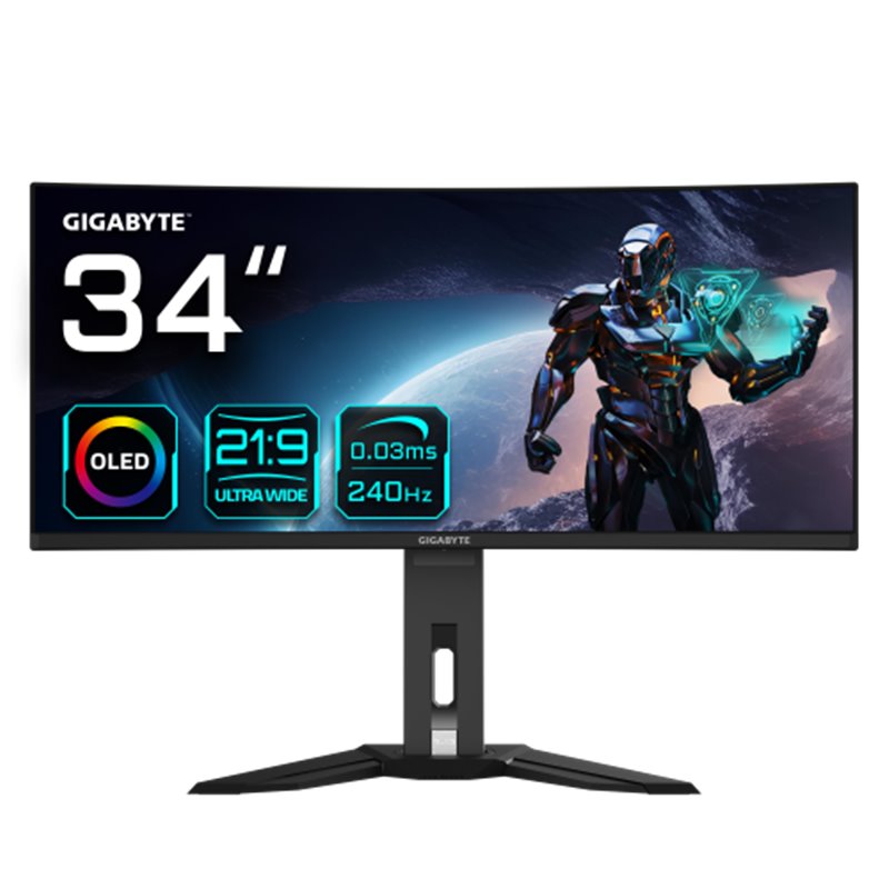 Gigabyte MO34WQC2 pantalla para PC 86,4 cm (34") 3440 x 1440 Pixeles Wide Quad HD OLED Negro