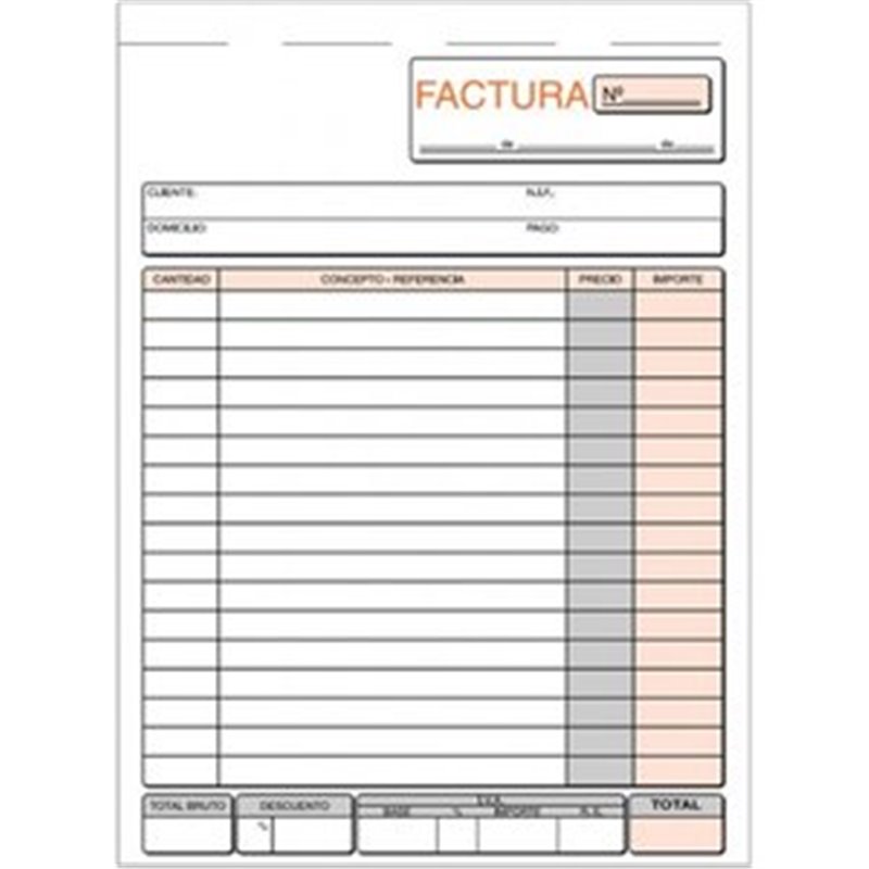 TALONARIO FACTURAS MOD. T-65 TRIPLICADO AUTOCOPIANTE