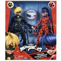 MUÑECA MIRACULOUS MISSION ACCOMPLISHED LADYBUG Y CAT NOIR 26 CM