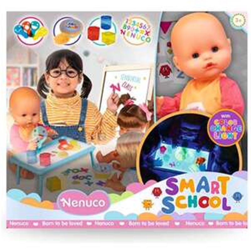 MUÑECO NENUCO SMART SCHOOL 35 CM CON MESA DE LUZ MULTICOLOR Y ACCESORIOS TRANSLUCIDOS