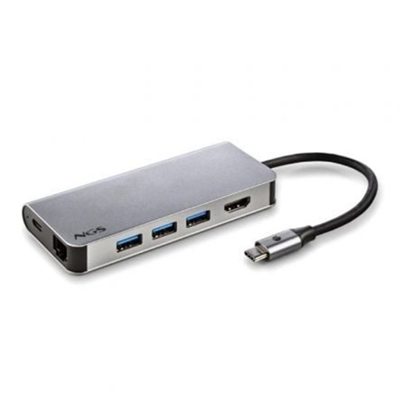 Docking USB Tipo-C NGS WonderDock8/ 3xUSB/ 1xUSB Tipo-C DP/ 1xHDMI/ 1xRJ45/ 1xLector Tarjetas SD