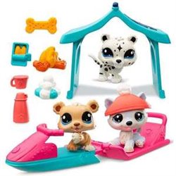 PACK DE 3 FIGURA MASCOTA  LITTLEST PET SHOP SNOW DAY CON 6 ACCESORIOS.